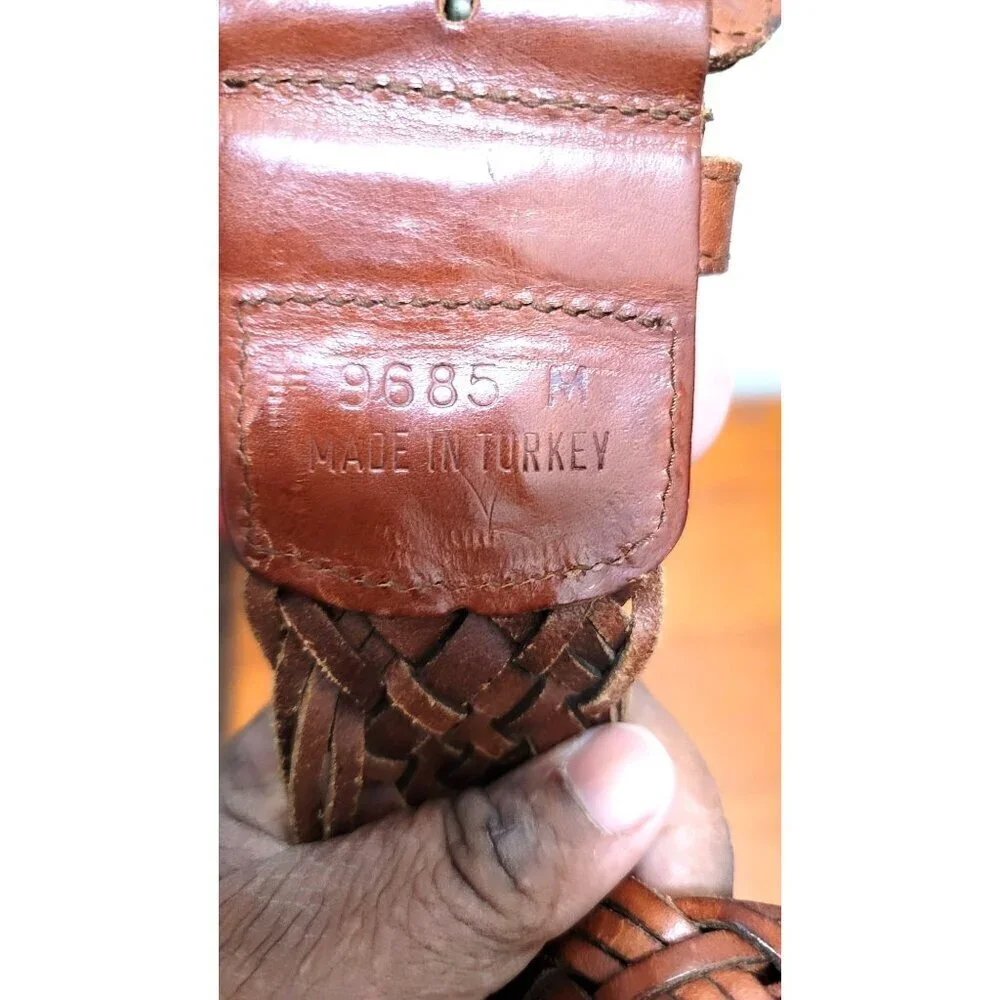 Vintage Braided Leather Belt Made In Turkey Size M‎